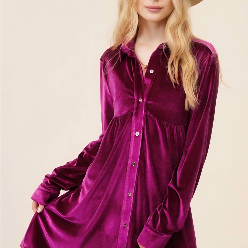 LA MIEL Magenta Velvet Dress